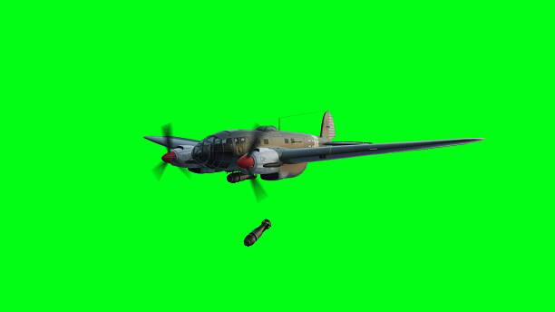 istock Heinkel He 111. German airliner and medium bomber. World War II. Green screen isolate. 3d rendering. 2205874676