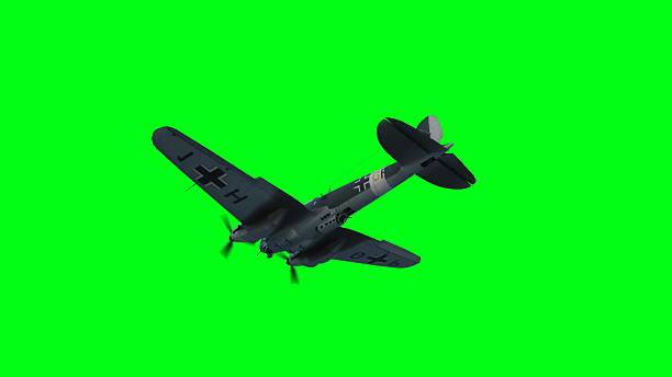 istock Heinkel He 111. German airliner and medium bomber. World War II. Green screen isolate. 3d rendering. 2205874853