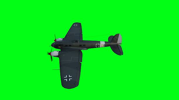 istock Heinkel He 111. German airliner and medium bomber. World War II. Green screen isolate. 3d rendering. 2205875567