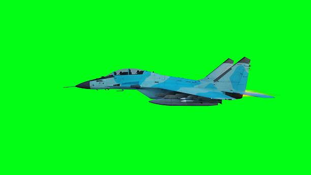 istock Russian military fighter jet MIG -35 flying over clouds. Air force. 2205876358