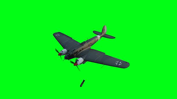 Heinkel He 111. German airliner and medium bomber. World War II. Green screen isolate. 3d rendering.