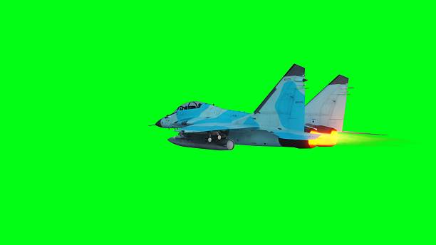 istock Russian military fighter jet MIG -35 flying over clouds. Air force. 2205876835
