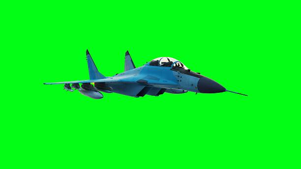istock Russian military fighter jet MIG -35 flying over clouds. Air force. 2205877089