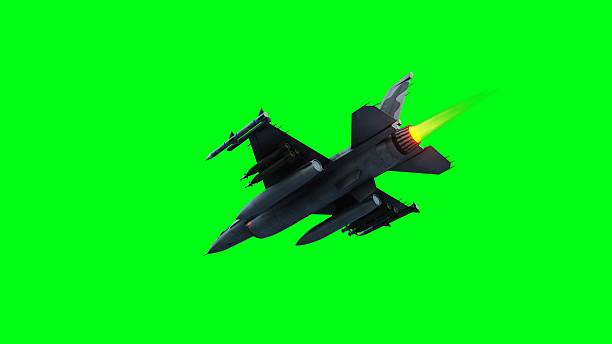 istock Military fighter jet F-16. green screen isolate 2205877737