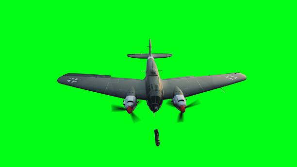 istock Heinkel He 111. German airliner and medium bomber. World War II. Green screen isolate. 3d rendering. 2205877886