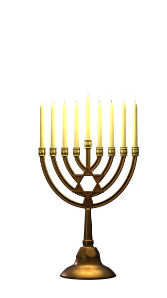 istock A Hanukkah menorah hanukkiah, white background isolated 2205878894