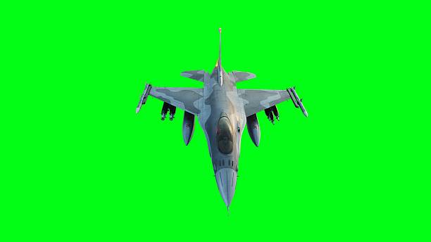 istock Military fighter jet F-16. green screen isolate. 3d rendering. 2205879033