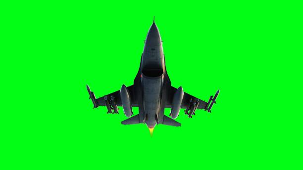 istock Military fighter jet F-16. green screen isolate 2205879385