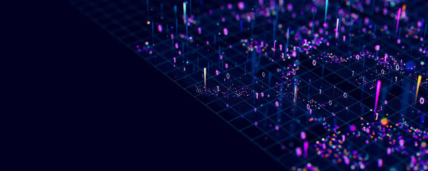 istock Macro of quantum computing technology. Digital patterns of big data. Microworld of LLM AI learning process. Nano technology presentation. 3d render illustration 2205880115