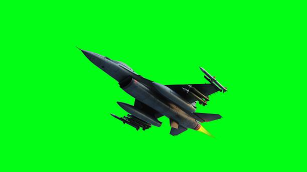istock Military fighter jet F-16. green screen isolate 2205880286