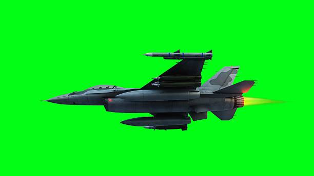 istock Military fighter jet F-16. green screen isolate 2205880367