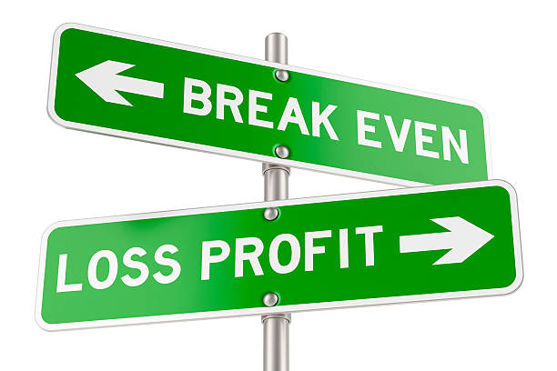 istock Break Even or Loss Profit. Opposite traffic sign, 3D rendering 2205881180