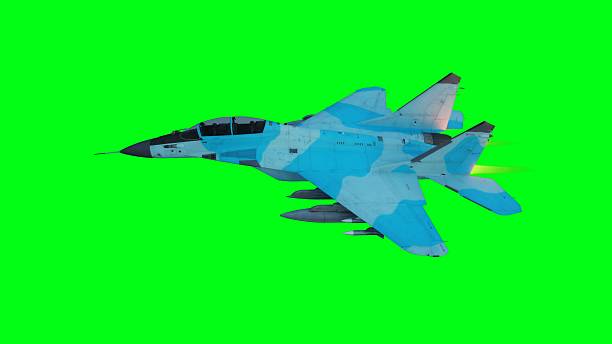 istock Russian military fighter jet MIG -35 flying over clouds. Air force. 2205881361