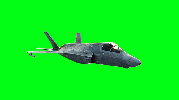 istock Military fighter jet F-35. green screen isolate. 3d rendering. 2205883529