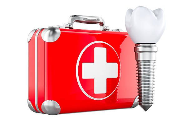istock Dental Implant with First Aid Kit. 3D rendering 2205883649