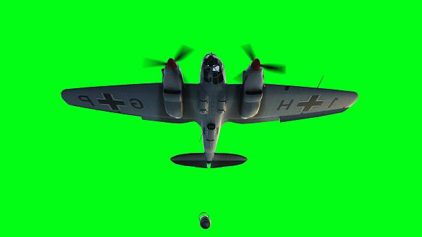 istock Heinkel He 111. German airliner and medium bomber. World War II. Green screen isolate. 3d rendering. 2205883677