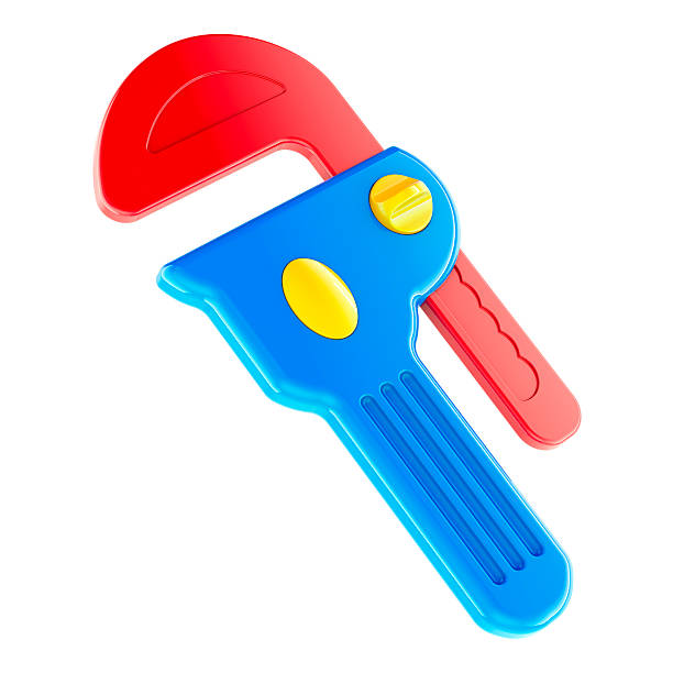 cute little cartoon boy with wrench - high quality 3d illustration