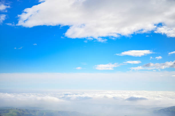 picturesque blue sky dotted with clouds