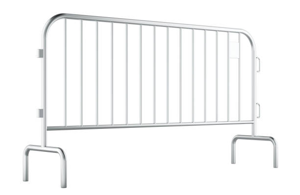 istock Feet Heavy Duty Galvanized Steel Barrier Interlocking Crowd Control Barricade, 3D rendering isolated on transparent background 2205896514
