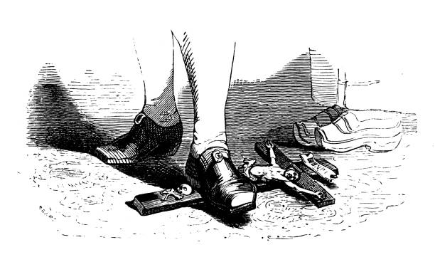 Gulliver's Travels by Jonathan Swift, antique illustration by Granville and others, Travel to Lilliput, Brobdingnag, Laputa, Houyhnhnms (1856)