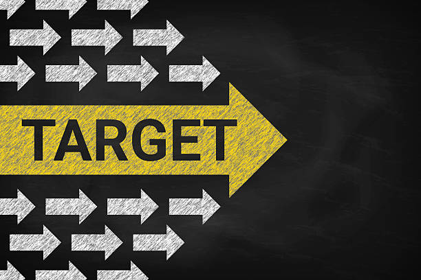 Business target concept with arrows . Chalk on the blackboard.
