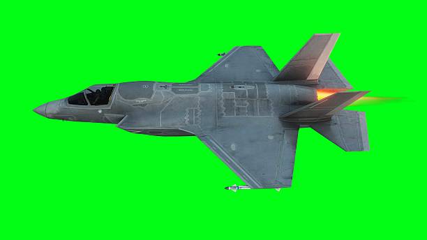 istock Military fighter jet F-35. green screen isolate. 3d rendering. 2205909132