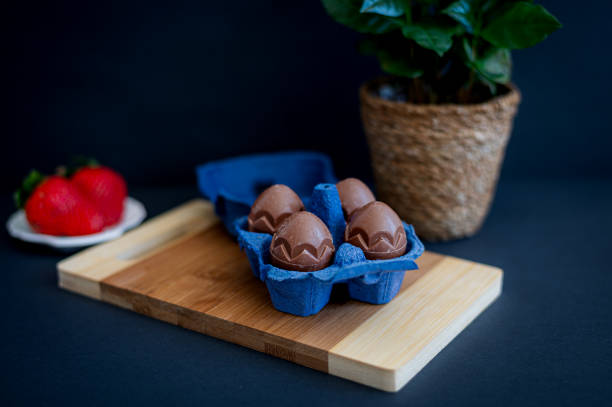 istock Easter Still Life with Chocolate Eggs and Strawberries 2205918599