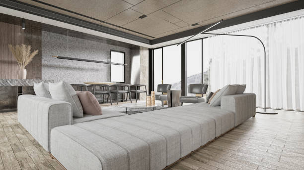 istock 3d render of modern minimalist living room 2205920013