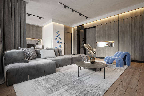 istock 3d render of modern minimalist living room 2205920052