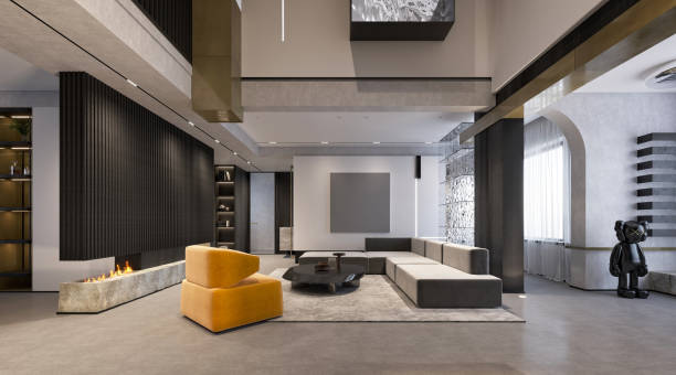 istock 3d render of modern minimalist living room 2205920053