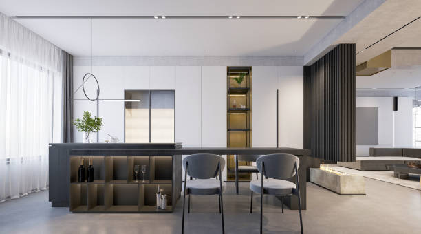 istock 3d render of modern minimalist living room 2205920068