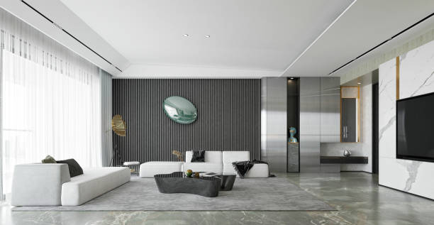 istock 3d render of modern minimalist living room 2205920136