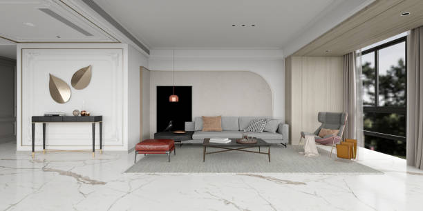 istock 3d render of modern minimalist living room 2205920304