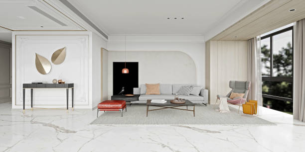 istock 3d render of modern minimalist living room 2205920322