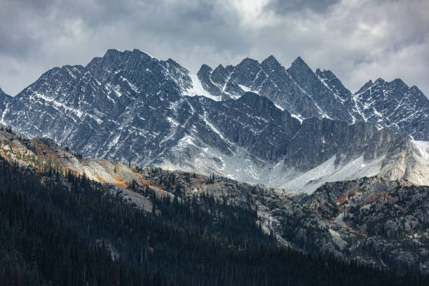 istock Snow Covered Canadian Mountain Landscape. Mountain Range between Jasper and Banff National Parks 2205922088