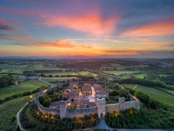 istock Monteriggioni, Tuscan medieval village from drone 2205923585