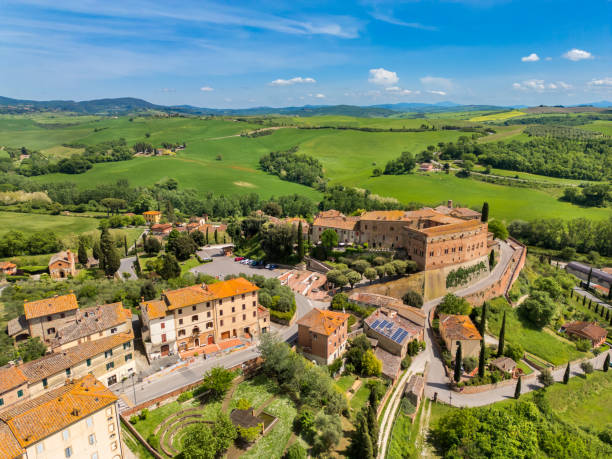 istock San Giovanni d'Asso, Tuscan medieval village from drone 2205923610