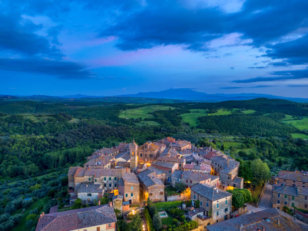 istock Castelmuzio, Tuscan medieval town from drone 2205923641