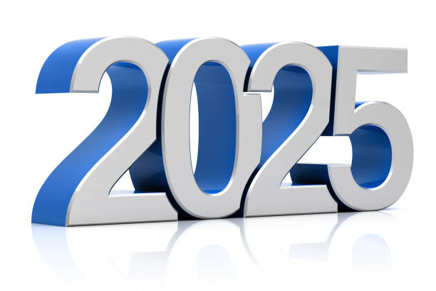 istock 2025 in 3D numbers on reflective surface, symbolizing the new year and future outlook. 2205923661