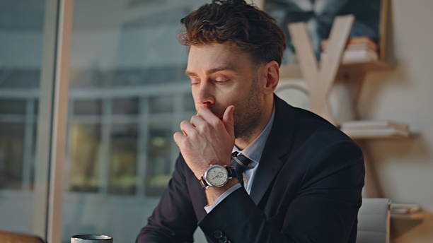istock Disappointed manager find mistake in project working late office laptop closeup. 2205926190