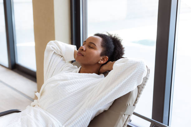 istock Latin woman relaxing in the spa 2205931424