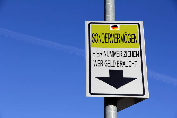 istock Fun sign special assets in Germany. Take a number who needs money 2205941602