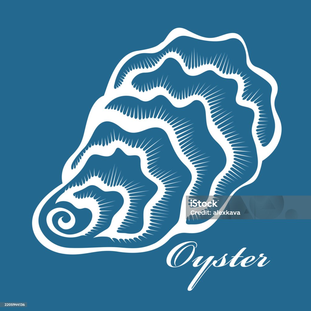 Sea Shell Label Oyster Shell Label Stock Illustration - Download Image Now - Animal ...