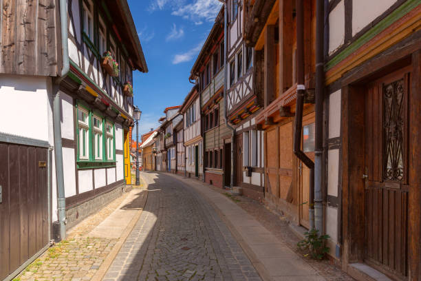 istock Narrow Street with Half-Timbered Houses in Wernigerode, Germany 2205948089