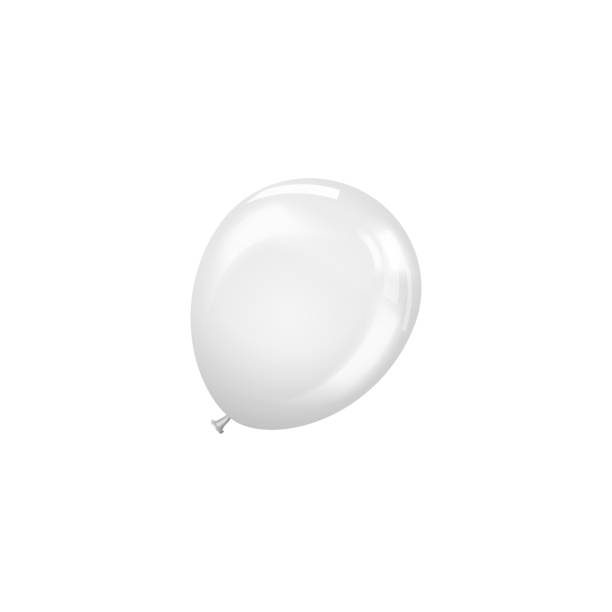 istock Realistic white inflated balloon, vector holiday party, birthday air decoration, festive 3d glossy foil helium balloon 2205953341