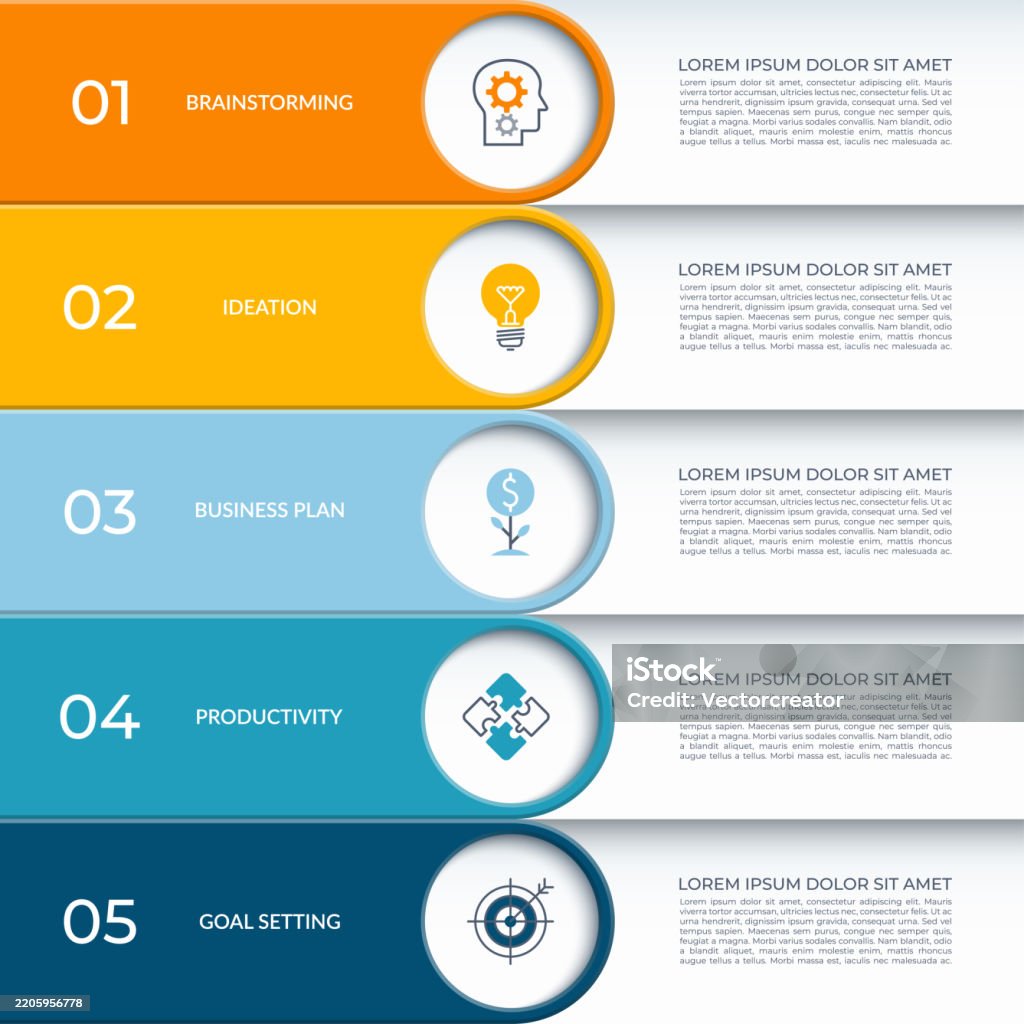 Modern Vector Infographic Template Representing A Fivestep Business ...