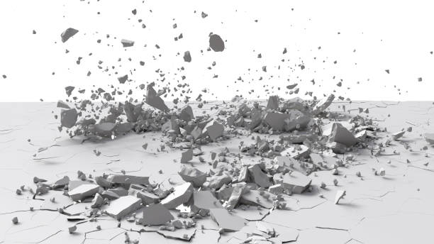 istock 3D render of ground destruction isolated on a white background. 2205956925