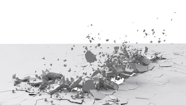 istock 3D render of ground destruction isolated on a white background. 2205956947