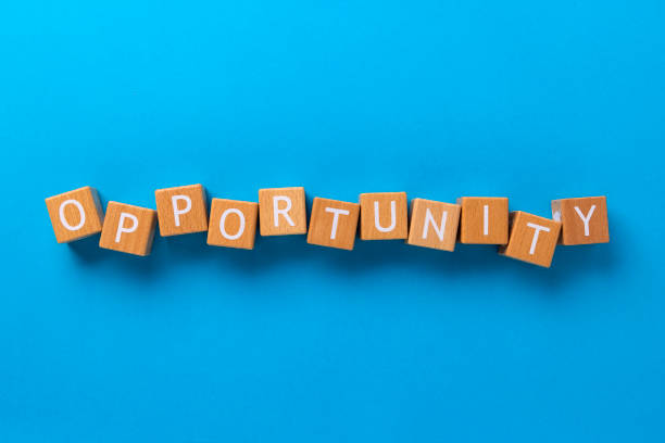 istock Block Letter Word with Opportunity on a Blue Background 2205959401