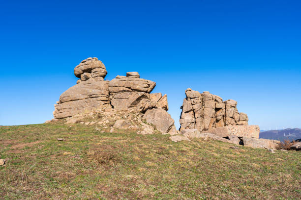 istock The strange rocks on the mountain are under the blue sky 2205963530